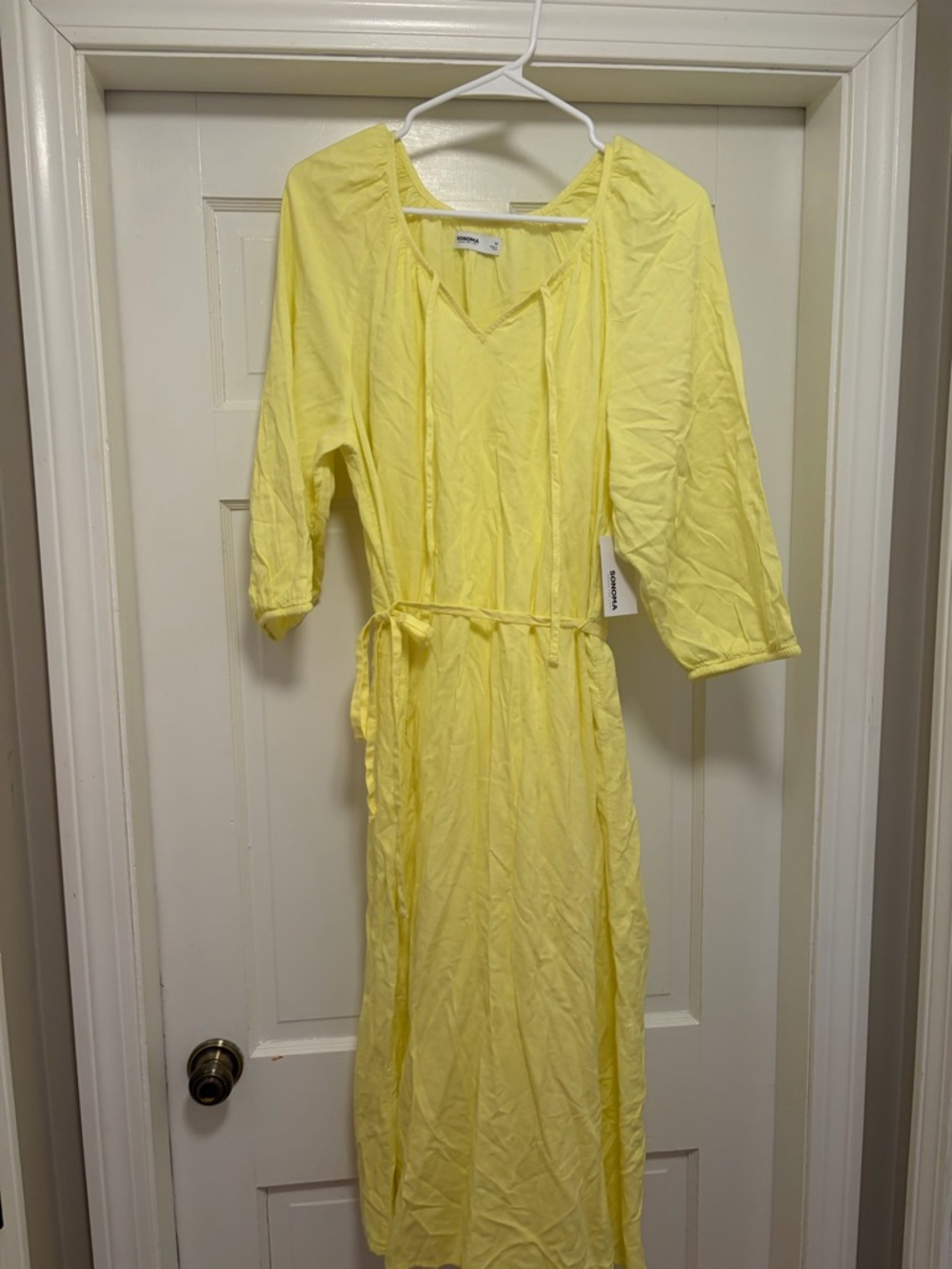 Lightweight fluorescent Yellow Women's Tie-Waist Midi Dress